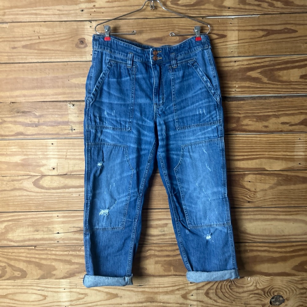 Pilcro Men's Distressed Blue Relaxed Denim Jeans